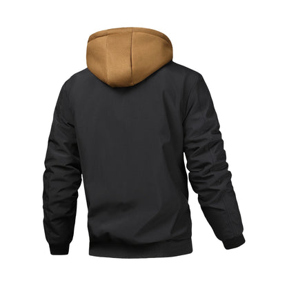 Men's Padded Hooded Jacket with Check Details