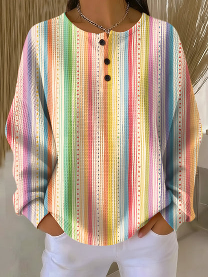 Isla | Softly Striped Button Top