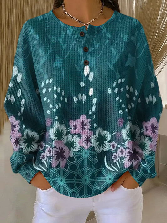 Donna | Floral Waffle-Knit Sweater