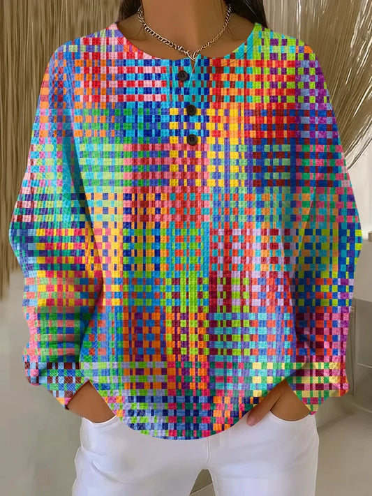Gwendolyn | Checkered Button Sweater
