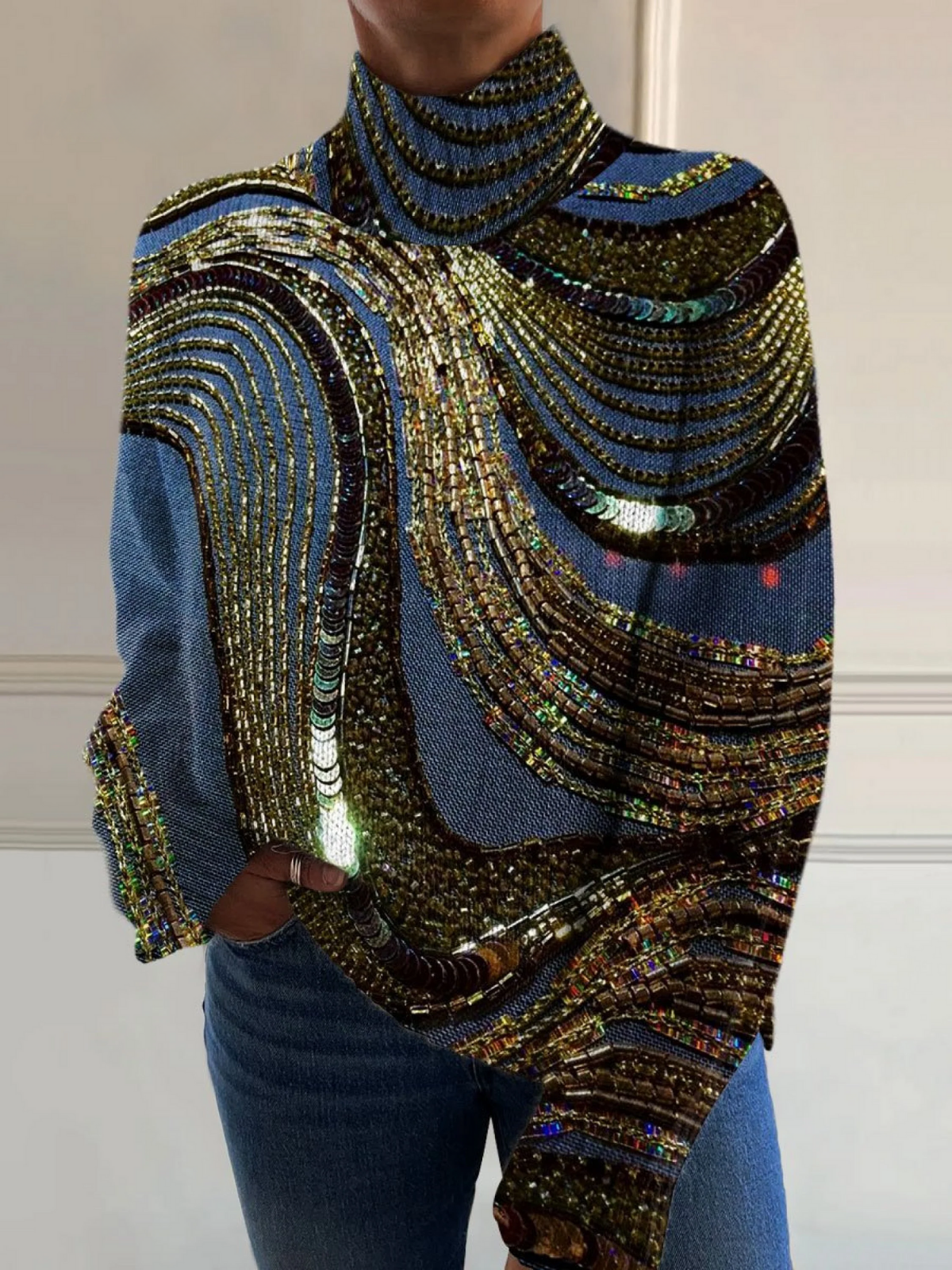 Cressida | Shimmering Christmas Turtleneck Sweater