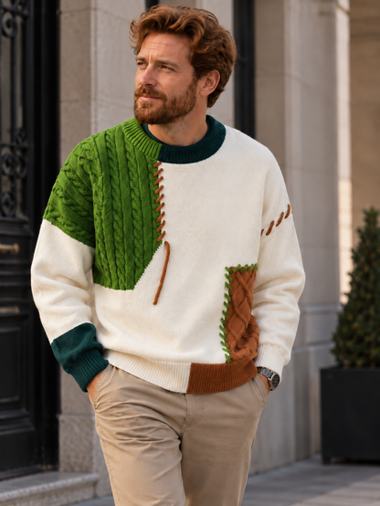 Mark | Retro Geometric Colour Block Jumper