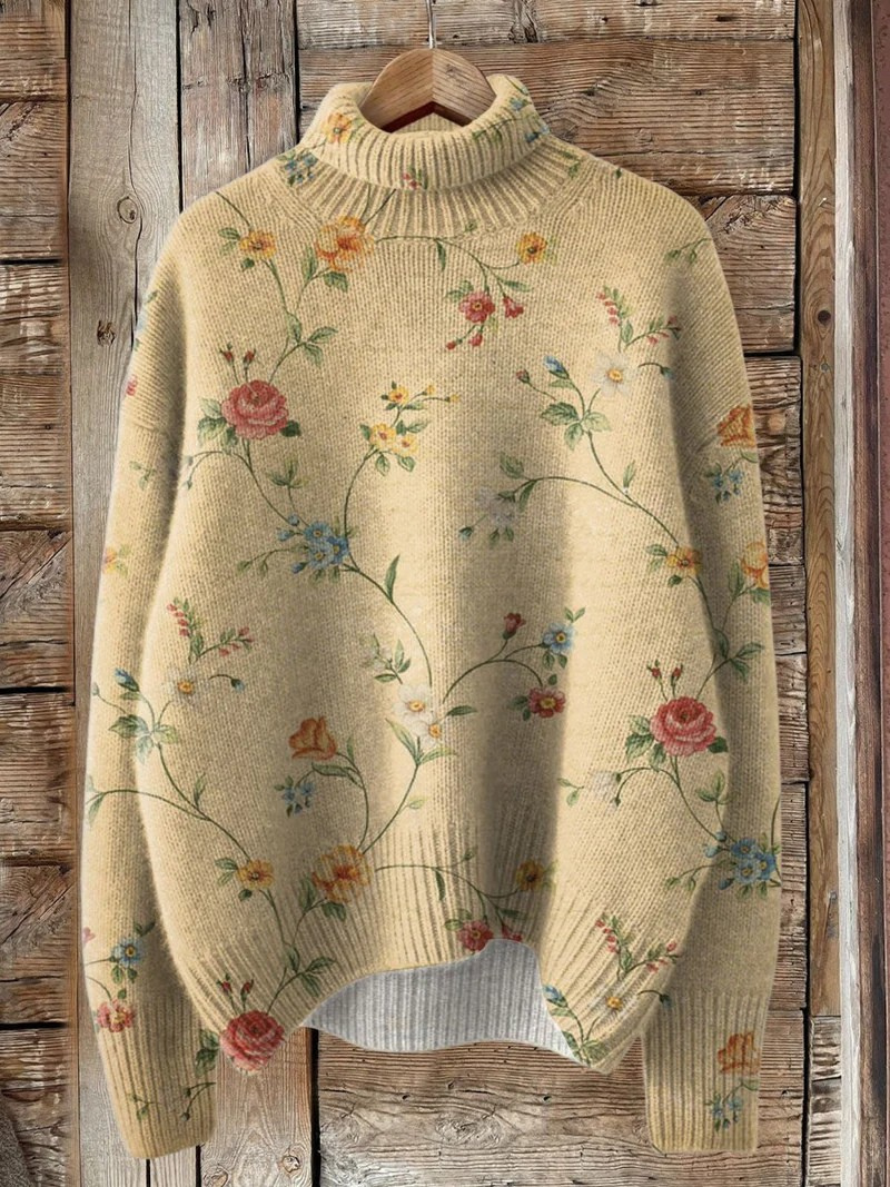 Cordelia | Vintage Floral Roll-Neck Sweater