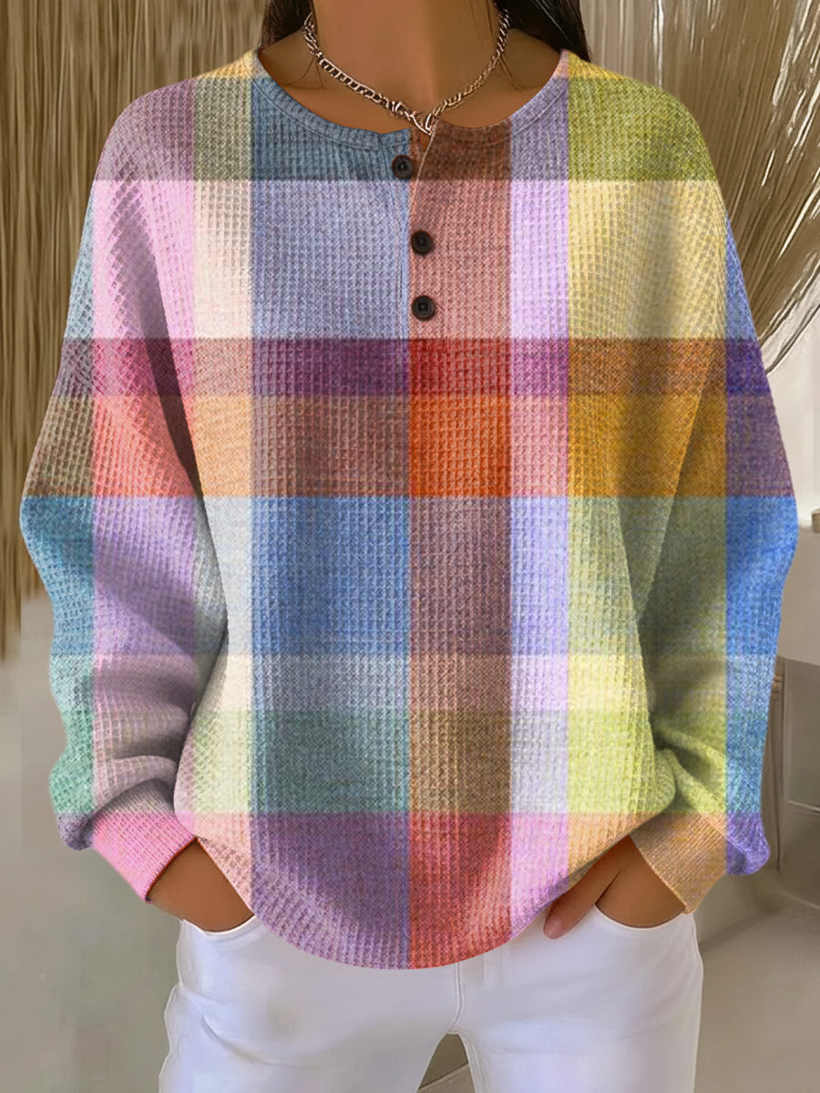 Linnet | Cosy Checked Henley Sweater