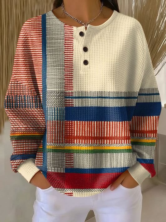 Roselle | Colourful Panelled Henley Top