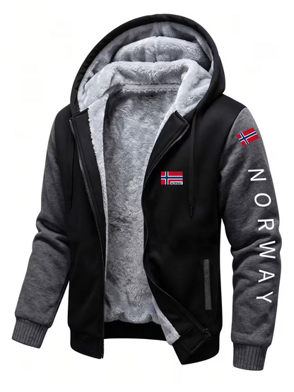 Erik Herren Kapuzenjacke mit flauschigem Futter in Schwarz/Grau