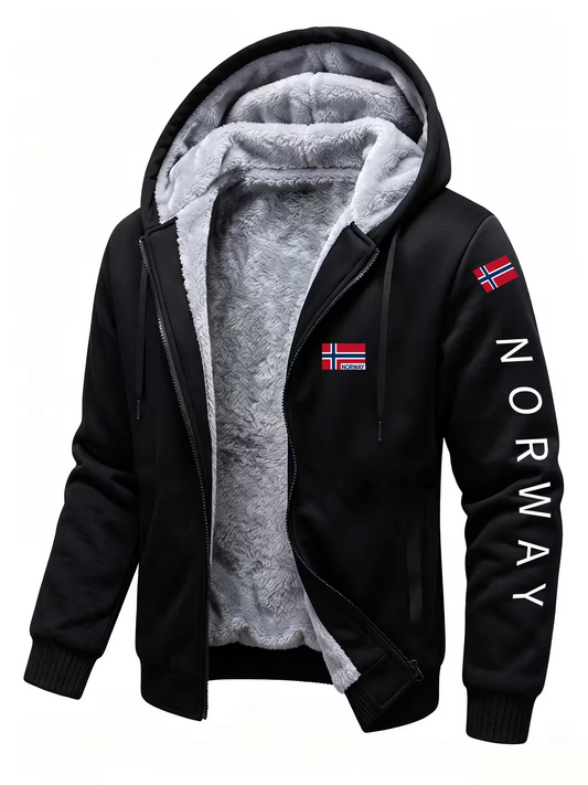 Erik Herren Kapuzenjacke mit flauschigem Futter in Schwarz