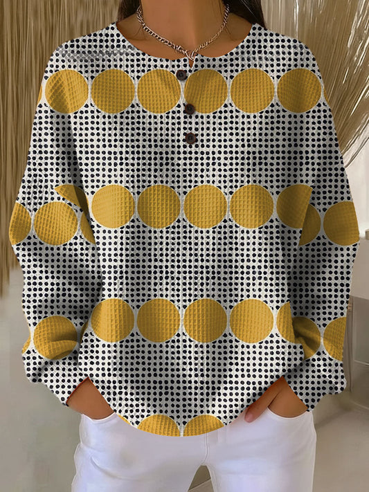 Agnes | Spotted Geometric Button Top