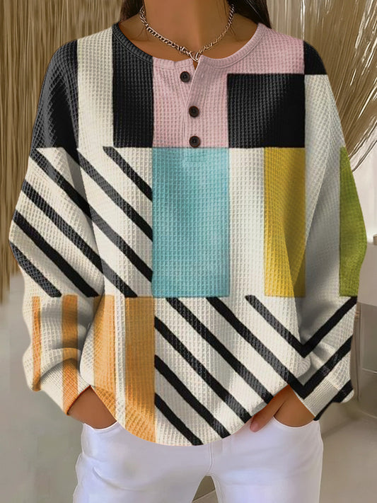Marina | Colour-Block Button Henley Top