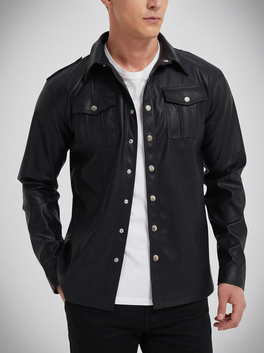 Lervaine® | Leather Long-Sleeve Top